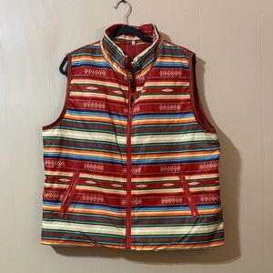 Colorful Striped Western Puffer Vest